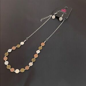 Paparazzi Gold, Silver, and Brown Coin Necklace Set